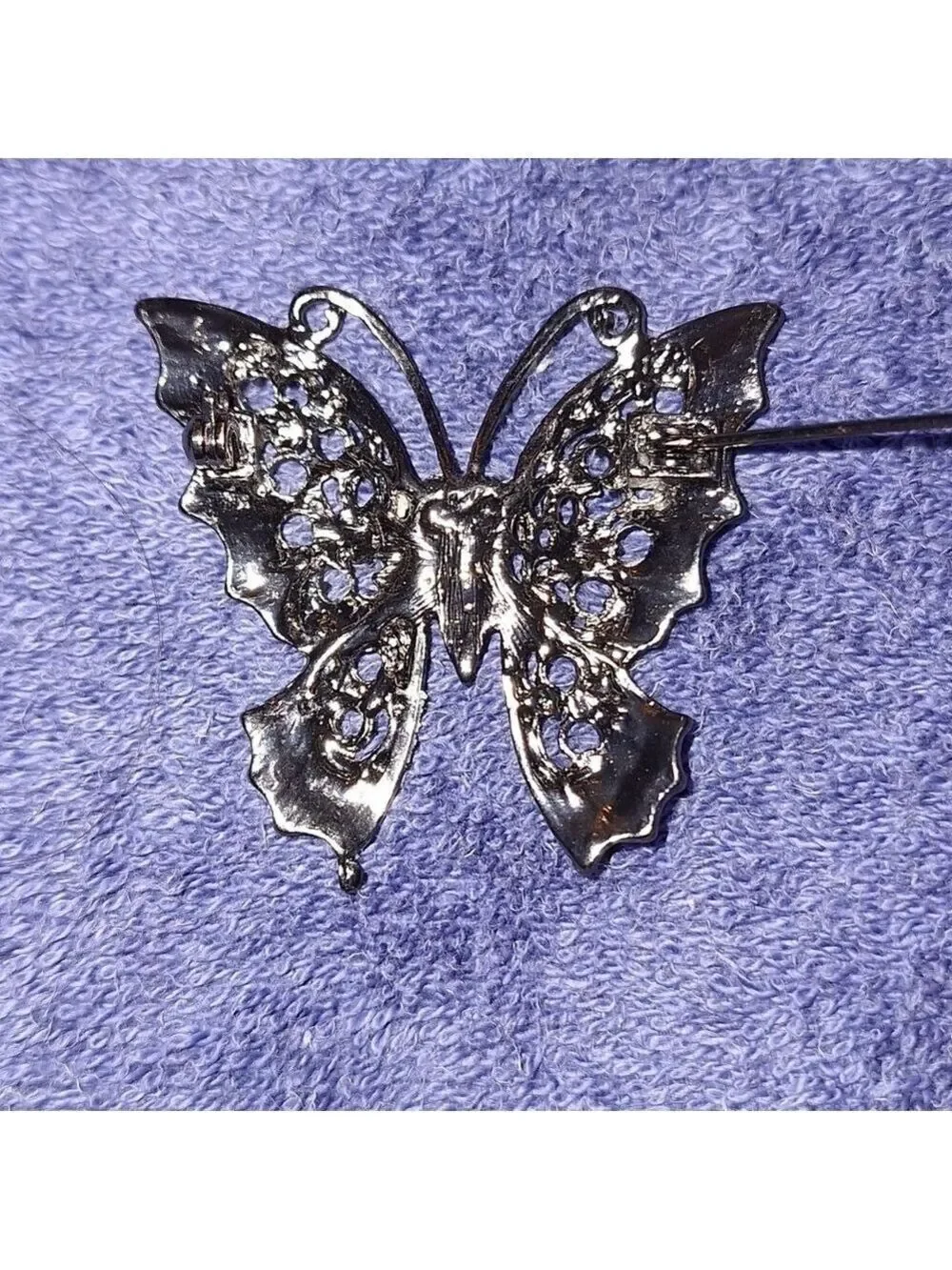 Silver Blue Butterfly Brooch Pin